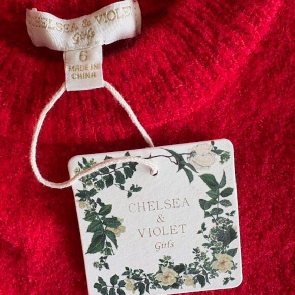 Little Girls Holiday Sweater Chelsea & Violet Crimson Red Rhinestone Size 6  NWT - Picture 2 of 8